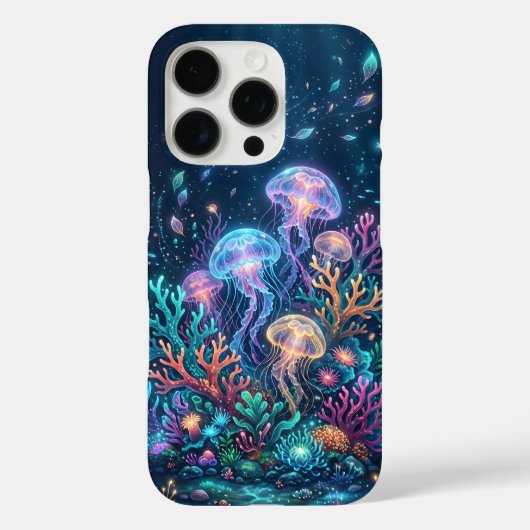 光るクラゲの幻想的な水中海洋 Case-Mate iPhoneケース (裏面)