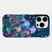 光るクラゲの幻想的な水中海洋 Case-Mate iPhoneケース (裏面 (横))