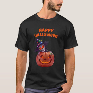 光るスケルトンとかぼちゃのハロウィンマジック Tシャツ