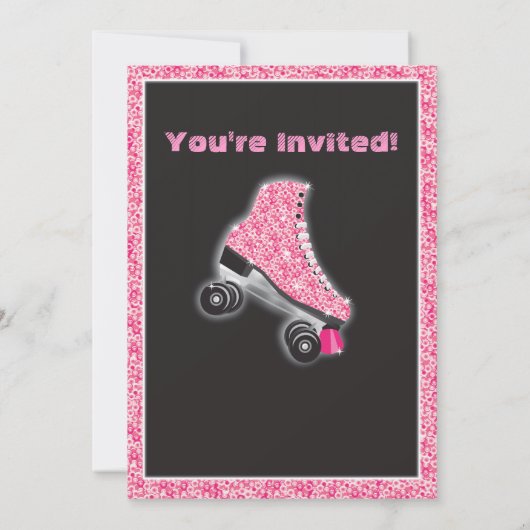 光るダークローラー ディスコ スケーティングの招待状 招待状 (裏面)