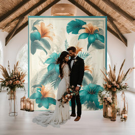 光るトロピカルな虹色の結婚式背景 タペストリー