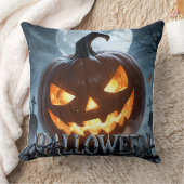 光るハロウィン・パンプキン・ムーン クッション (ブランケット)