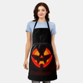 光るパンプキンのハロウィンエプロン エプロン (着用した状態)