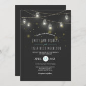 光るマソンベアの列にうっとりと魅せられる　ウェディングでのホタルの光 招待状 (正面/裏面)