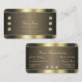 光るラインフェイクストーンを使用した高級金ゴールドカラー 名刺 (正面/裏面)