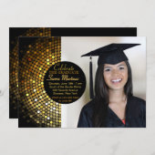光る卒業生の写真の招待状 招待状 (正面/裏面)