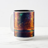 「光る喜カラフルび：日インスパイア光のマグカップ」 ツートーンマグカップ (正面左)