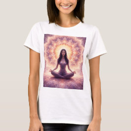 光る曼荼羅瞑想女性 Tシャツ