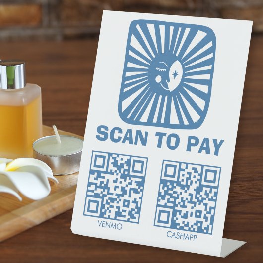 光る月がキュートなSCAN TO PAY QRコード 台座サイン