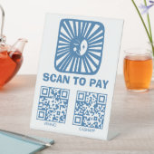 光る月がキュートなSCAN TO PAY QRコード 台座サイン (インサイチュ)