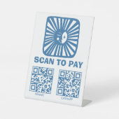 光る月がキュートなSCAN TO PAY QRコード 台座サイン (正面)