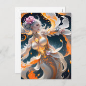 光る月の女性は、女性のスプラッシュアートである シーズンポストカード (正面/裏面)