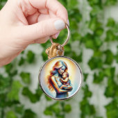 光る柔らかいベビーを持つ母は芸術を抱擁 キーホルダー (手)