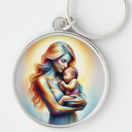 光る柔らかいベビーを持つ母は芸術を抱擁 キーホルダー