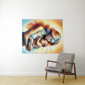 光る柔らかいベビーを持つ母は芸術を抱擁 タペストリー (インサイチュ(横))