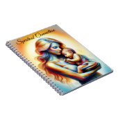 光る柔らかいベビーを持つ母は芸術を抱擁 ノートブック (右側)