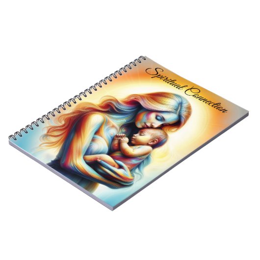 光る柔らかいベビーを持つ母は芸術を抱擁 ノートブック (左側)