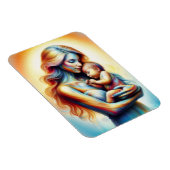 光る柔らかいベビーを持つ母は芸術を抱擁 マグネット (右側)