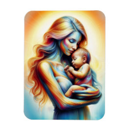 光る柔らかいベビーを持つ母は芸術を抱擁 マグネット