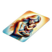 光る柔らかいベビーを持つ母は芸術を抱擁 マグネット (左側)