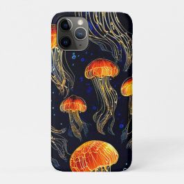 光る海洋クラゲアート iPhone 11 PROケース