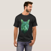 光る生物発光猫の頭Tシャツ Tシャツ (正面フル)