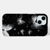 光る白蝶 ブラックiPhoneケース Case-Mate iPhoneケース (裏面 (横))