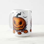 光る目が怖い巨大ハロウィンカボチャ 👻 コーヒーマグカップ (正面左)