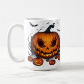 光る目が怖い巨大ハロウィンカボチャ 👻 コーヒーマグカップ (左)