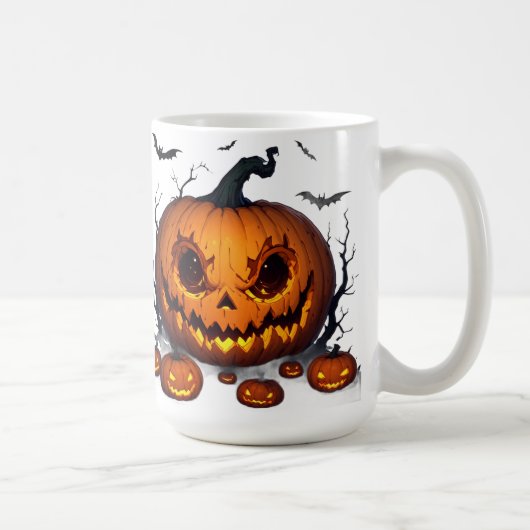 光る目が怖い巨大ハロウィンカボチャ 👻 コーヒーマグカップ (右)