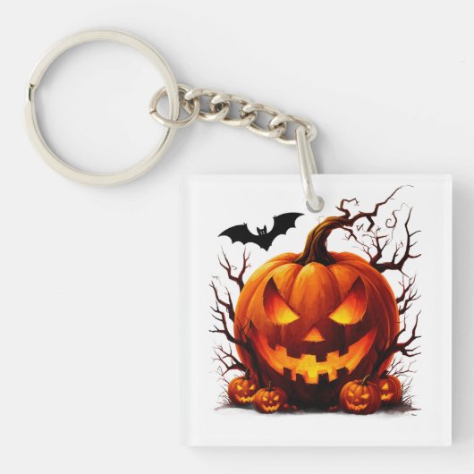 光る目であなたを脅かすジャック・オ・ランタン 🎃 キーホルダー (正面)
