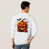 光る目で不気味なジャック・オ・ランタン 🎃 Tシャツ (裏面フル)