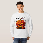 光る目で不気味なジャック・オ・ランタン 🎃 Tシャツ (正面フル)