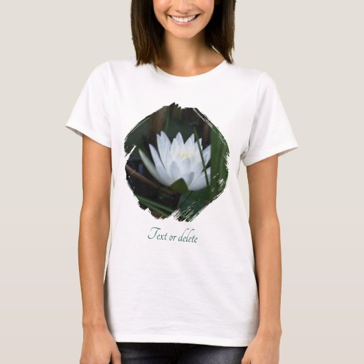 光る蓮の花ウォーターリリー フローラル オーダーメイド Tシャツ (正面)