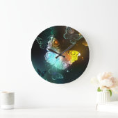 光る蝶と蝶 ラージ壁時計 (ホーム)