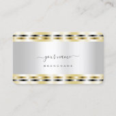 光る輝く金ゴールドと銀エレガントのシンプル 名刺 (正面)