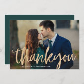光る金ゴールド結婚のサンキューカード サンキューカード (正面/裏面)