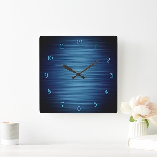 光る青いシェーディングされた壁の時計 スクエア壁時計 (ホーム)