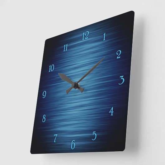 光る青いシェーディングされた壁の時計 スクエア壁時計 (傾斜)