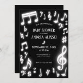 光る音符のベビーシャワー 招待状 (正面/裏面)