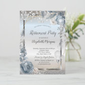 光る風船が輝く青い花の退職 招待状 (スタンド正面)