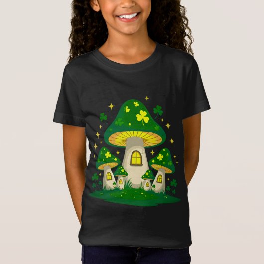 光る魔法のキノコの村 Tシャツ (正面)
