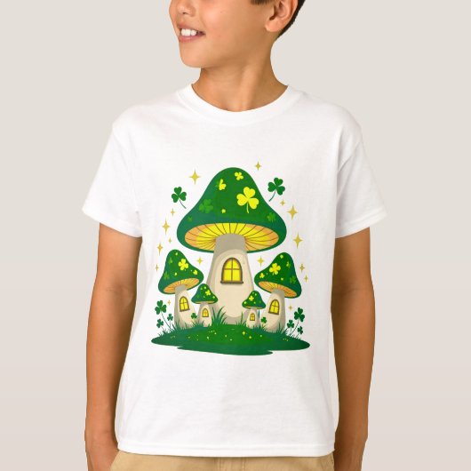 光る魔法のキノコの村 Tシャツ (正面)