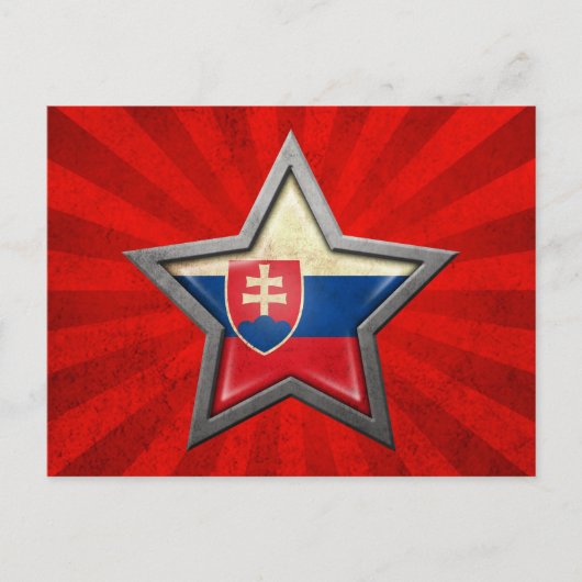 光を放つスロバキア国旗の星 ポストカード (正面)