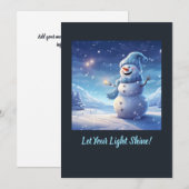 "光を灯して!" – 雪だるまのクリスマスカード シーズンカード (正面/裏面)