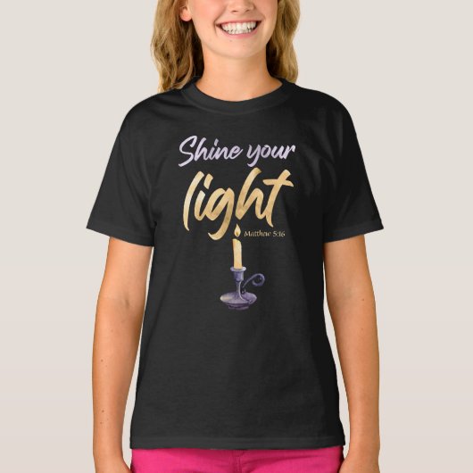 光を照らす – Matthew 5:16女性と女の子 Tシャツ (正面)