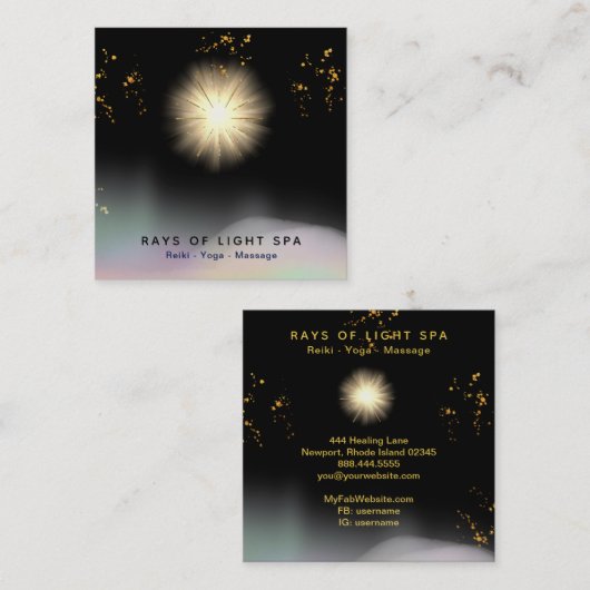 *~*光を癒す光線虹のエネルギー星 スクエア名刺 (正面/裏面)