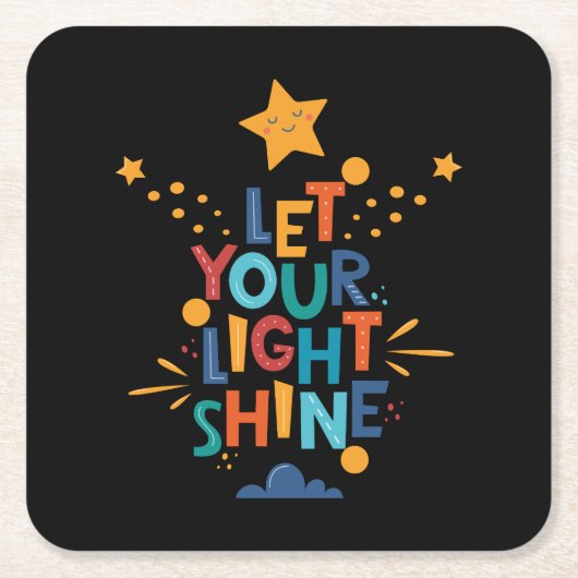 光を輝かせよう スクエアペーパーコースター (正面)