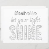 光を輝かせよう – 名前をカスタムする着色ページ (正面/裏面)