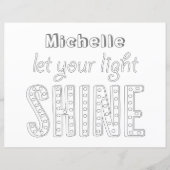 光を輝かせよう – 名前をカスタムする着色ページ (正面)